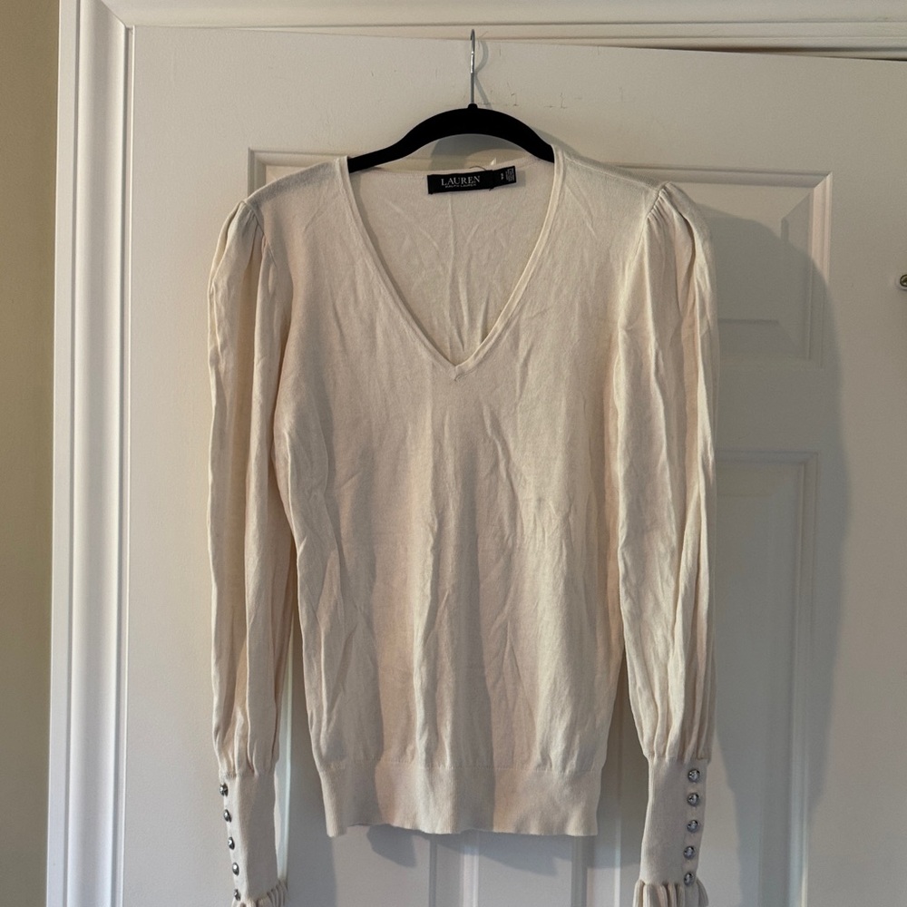 Ralph Lauren Cream Knit sweater sz s EUC